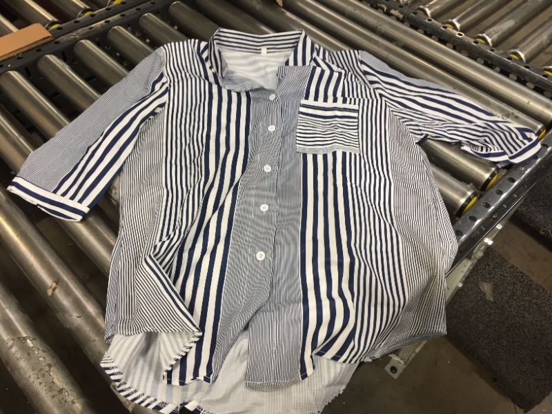 Photo 1 of  blue and whit stripe collar shirt -- size xl 