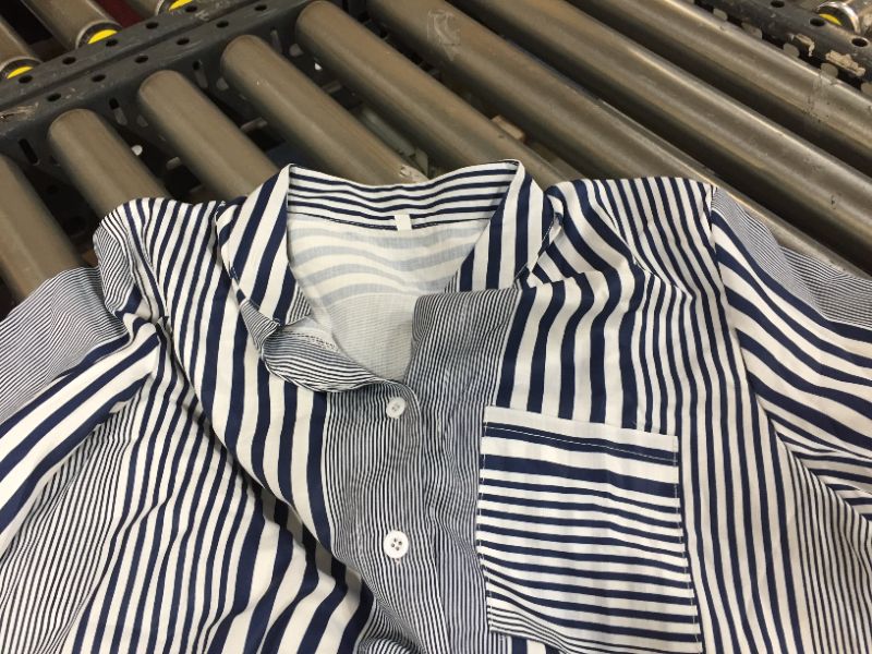 Photo 2 of  blue and whit stripe collar shirt -- size xl 