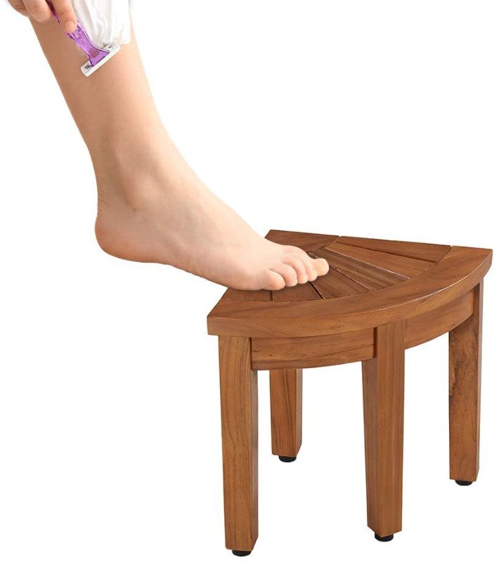 Photo 1 of 13.5" Teak Shower Foot Stool for Shaving Leg & Washing Foot, Teak Shower Bench, Teak Shower Stool, Corner Shower Bench, Corner Shower Stool, Teak Corner Shower Bench, Assembly Required
