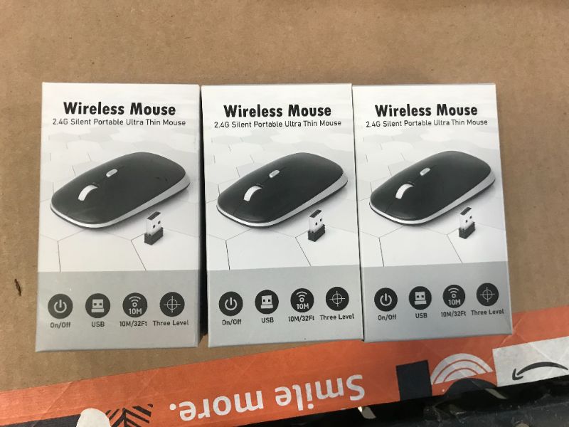 Photo 1 of Wireless Mouse 2.4G Silent Portable Ultra Thin Mouse 3 Pack Black 