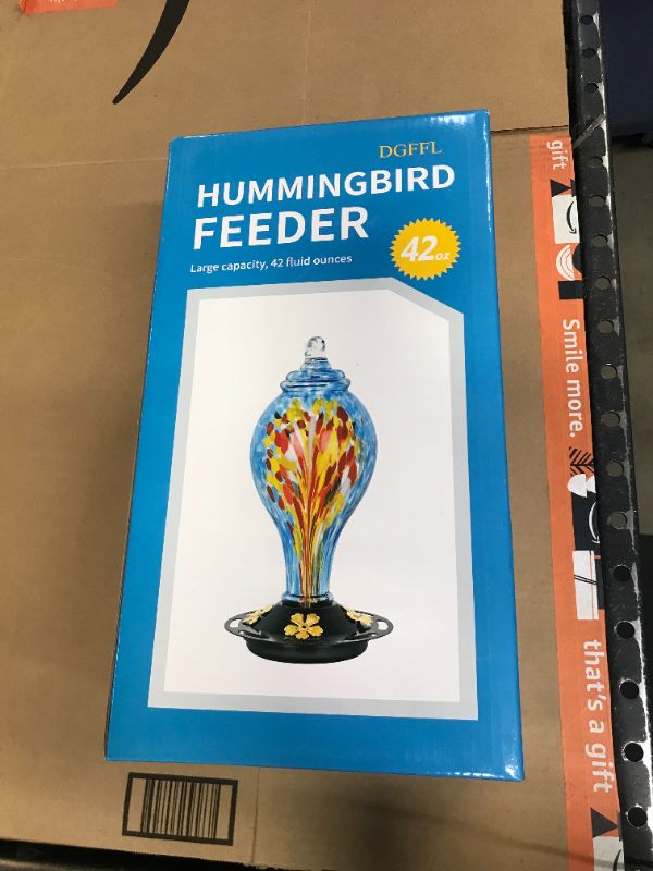Photo 2 of DGFFL Hummingbird Feeder, Hand-Blown Glass Hummingbird Feeder, 42oz Outdoor Hummingbird Feeder, Easy to Clean and Upgrade Leak-Proof Bird Feeder Set, 4 Feeding Stations Can Use for Backyard Decoration