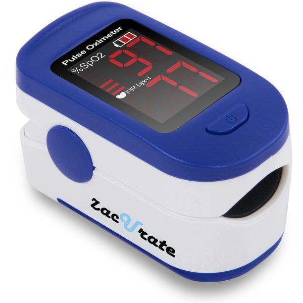 Photo 1 of Zacurate® 500BL Sporting/Aviation Fingertip Pulse Oximeter Blood Oxygen Saturation Monitor with batteries and lanyard included (Navy Blue)
