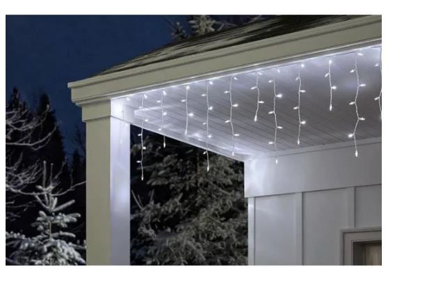 Photo 1 of 17.5 ft. 200-Light Cool White Dome LED Icicle Lights
