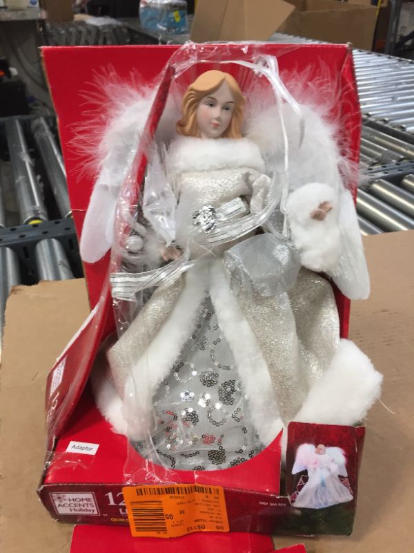 Photo 2 of 12 in. LED Angel Silver Christmas Tree Topper
