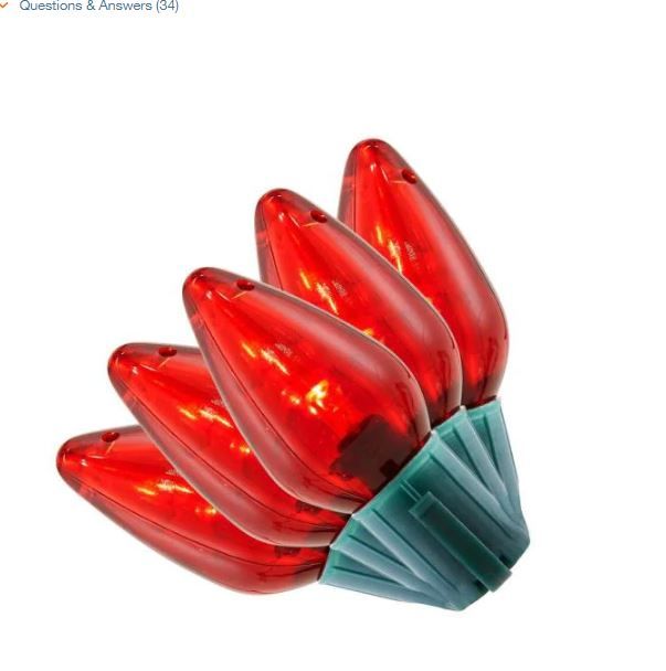 Photo 1 of 16 ft. 25-Light LED Red C9 Super Bright Steady Lit String Light
