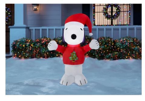 Photo 1 of 3.5 ft Pre-Lit LED Peanuts Airblown Snoopy in Christmas Tree Sweater Christmas Inflatable
