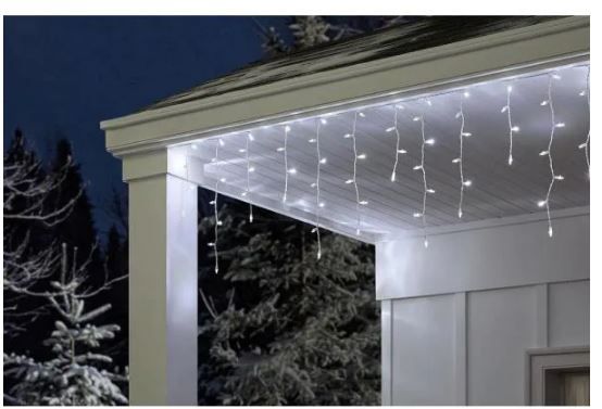 Photo 1 of 17.5 ft. 200-Light Cool White Dome LED Icicle Lights
