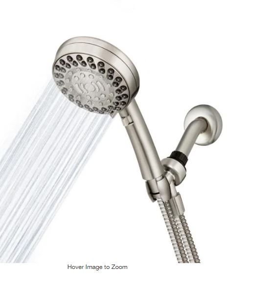 Photo 1 of 6-Spray Patterns 4.5 in. Single Wall Mount Adjustable Handheld Shower Head in Brushed Nickel
