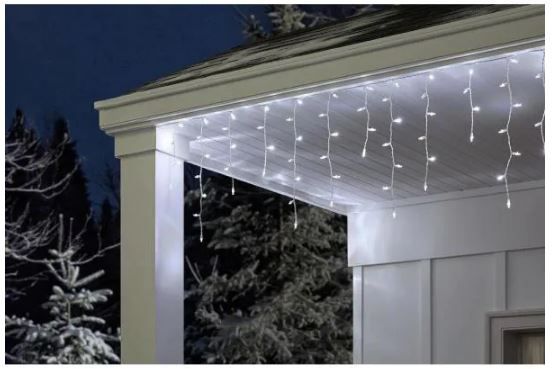 Photo 1 of 17.5 ft. 200-Light Cool White Dome LED Icicle Lights
