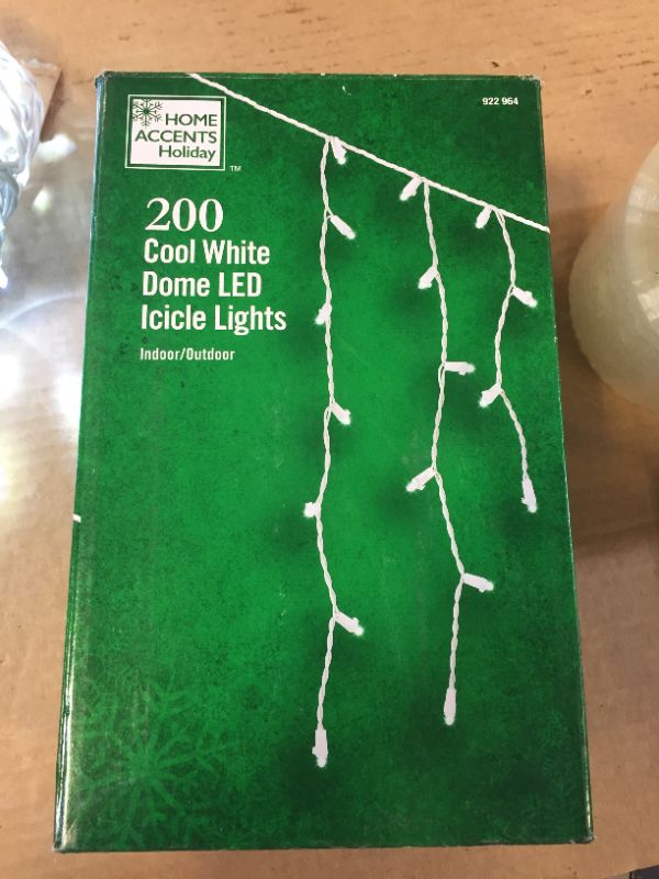 Photo 2 of 17.5 ft. 200-Light Cool White Dome LED Icicle Lights
