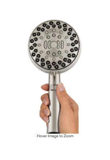 Photo 1 of 6-Spray Patterns 4.5 in. Single Wall Mount Adjustable Handheld Shower Head in Brushed Nickel
