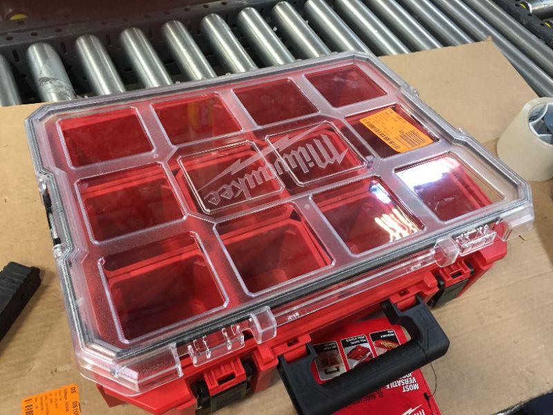 Photo 2 of 10-Compartment Red Deep Pro Portable Tool Box with Storage and Organization Bins for Small Parts
