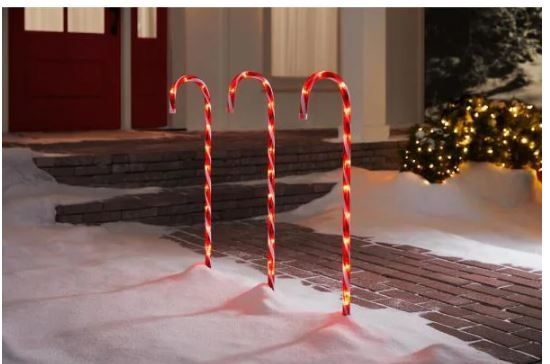 Photo 1 of 27 in. Lighted Candy Cane Pathway Incandescent Light (3-Set)
