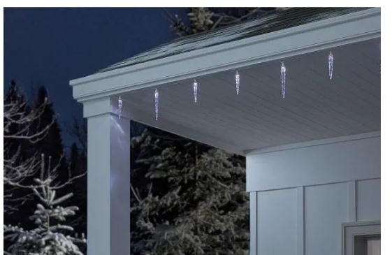 Photo 1 of 23 ft. ColorMotion 24-Light White Deluxe Christmas Icicle LED String Light
