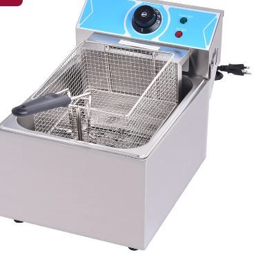 Photo 1 of 10L Fryer With Basket, Electric Fryer With Temperature Control, Stainless Steel French Fryer, Suitable For Turkey, French Fries, Doughnuts, Single Cylinder