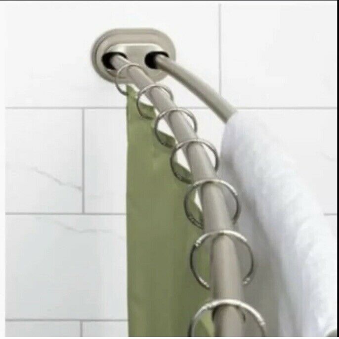 Photo 1 of Aluminum Dual Mount Double Curved Long Shower Rod 50" - 72" Nickel