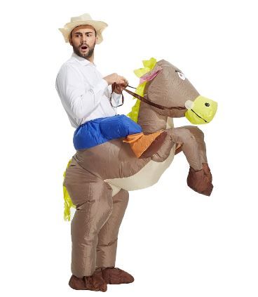 Photo 1 of TOLOCO Inflatable Costume Adults, Cowboy Costume, Inflatable Horse Costume for Boy, Kid Blow up Costume Halloween