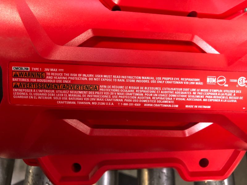 Photo 1 of CRAFTSMAN 20V MAX Axial Leaf Blower Kit (CMCBL700D1)