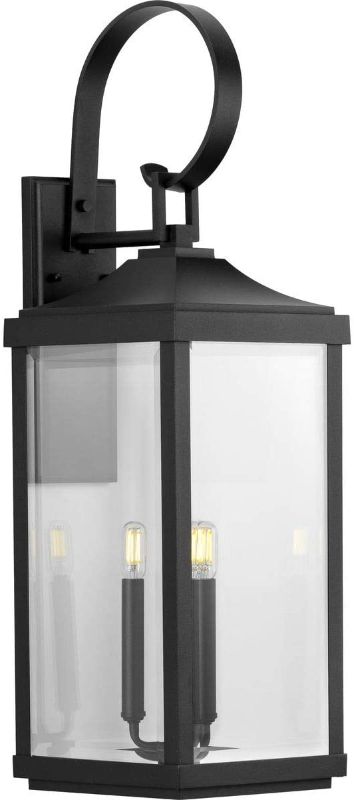 Photo 1 of Gibbes Street Collection 3-Light Clear Beveled Glass New Traditional Outdoor Large Wall Lantern Light Textured Black
** OPEN BOX **