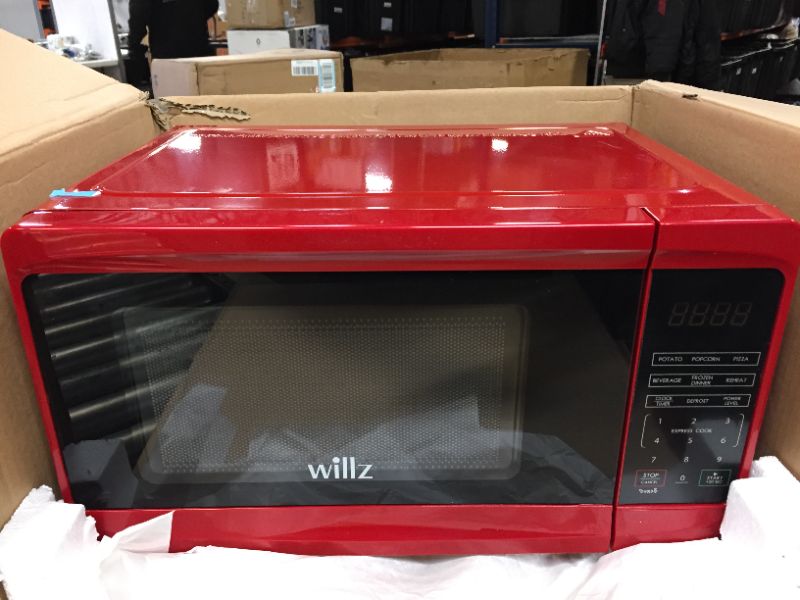 Photo 3 of Willz Countertop Small Microwave Oven, 6 Preset Cooking Programs Interior Light LED Display 0.7 Cu.Ft 700W Red WLCMV807RD-07
** OPEN BOX **