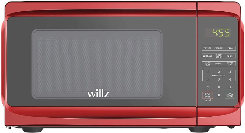 Photo 1 of Willz Countertop Small Microwave Oven, 6 Preset Cooking Programs Interior Light LED Display 0.7 Cu.Ft 700W Red WLCMV807RD-07
** OPEN BOX **