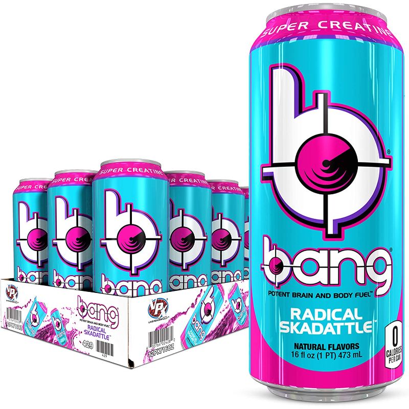 Photo 1 of Bang Radical Skadattle Energy Drink, 0 Calories, Sugar Free with Super Creatine, 16 Fl Oz (Pack of 12)
bb10/02/22