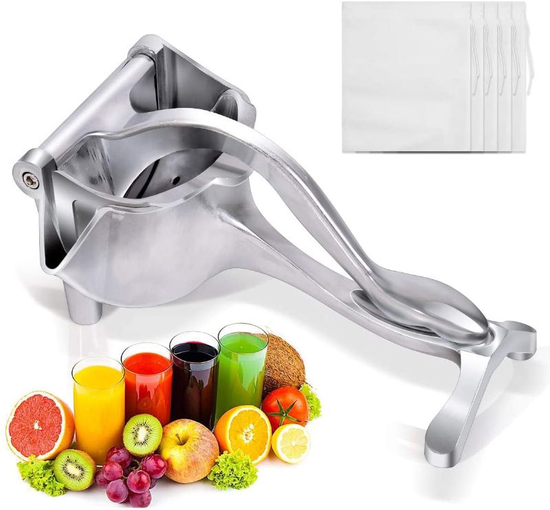 Photo 1 of ALEEHAI Manual Fruit Juicer Lemon Squeezer, Aluminium Alloy Hand Squeezer, Easy Use Heavy Duty Lemon Citrus Juicer Manual Fruit Press Squeezer Extractor Tool (Silver)