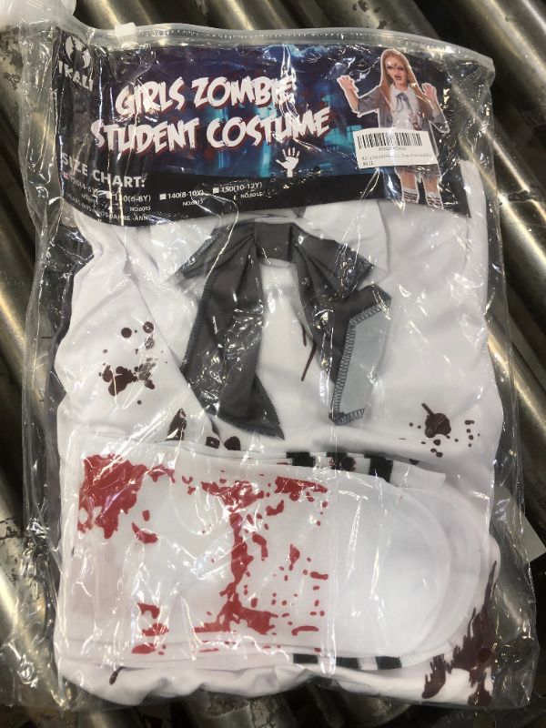 Photo 1 of IKALI Zombie Halloween Costume, Girls Boys Women Cheerleader High School Prisoner Bride Nurse Bloody Kids Fancy Dress Outfit
SIZE: 4-6 YRS