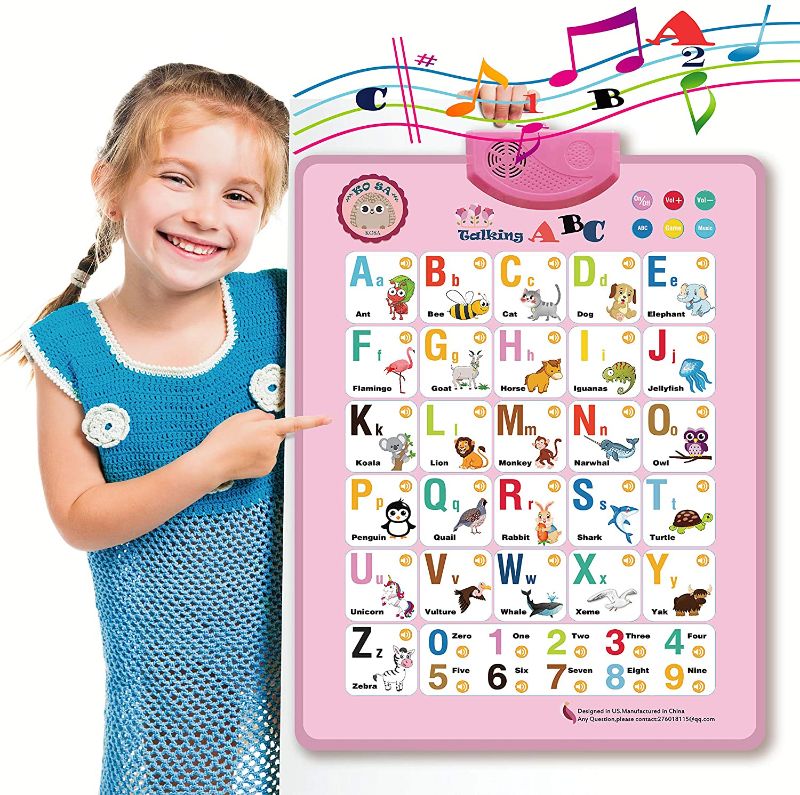 Photo 1 of KOSA Electronic Interactive Alphabet Wall Chart, Talking ABC & 124s & Music Poster, Best Educational Toy for Toddler. Kids Fun Learning at Daycare, Preschool.Pink