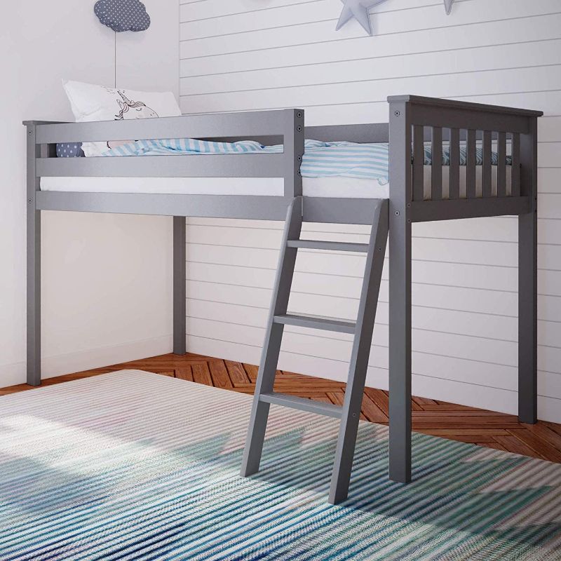 Photo 1 of Max & Lily Solid Wood Twin-Size Low Loft Bed, Grey
