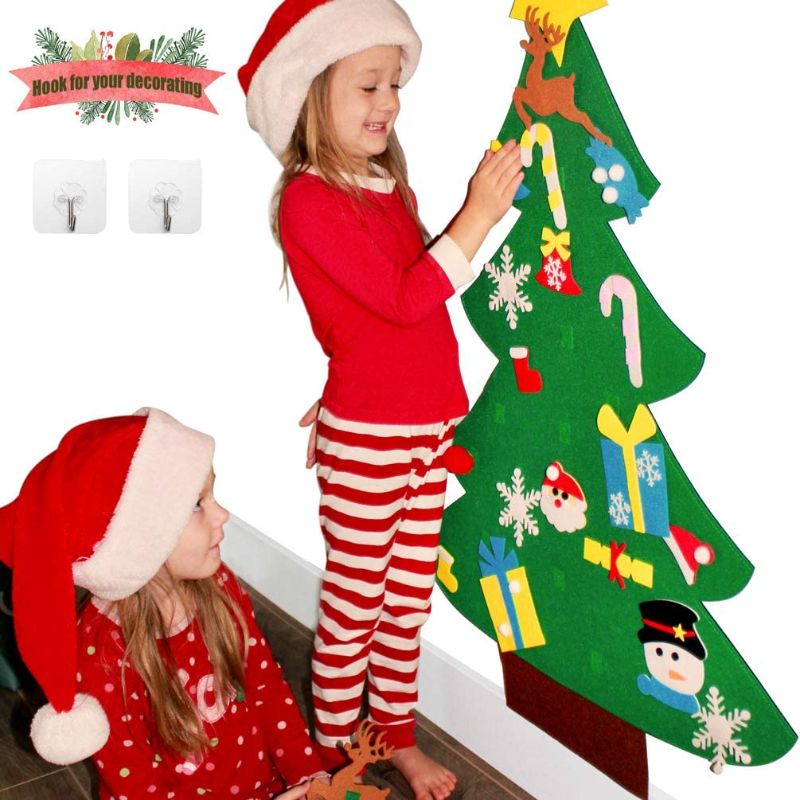 Photo 1 of 3ft DIY Felt Christmas Tree for Toddlers +26pcs DIY Christmas Ornaments for Kids, Wall Door Hanging Christmas Decorations Xmas Trees Decor for Kids Room, Girl Boy Toys Ideas +Free Hook
