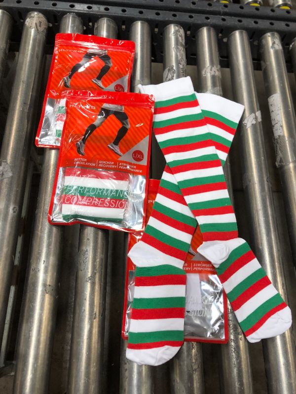 Photo 1 of 3 pack tricolor red green white socks 