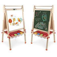 Photo 1 of Arkmiido Wooden Art Easel Double-Sided Whiteboard and Chalkboard Adjustable Standing Easel with Paper Roll Holder,Extra Letters and
