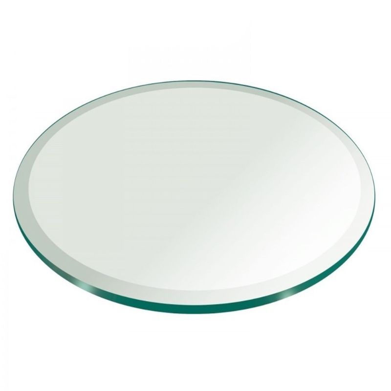 Photo 1 of 48" Round Tempered Glass Table Top, 1/4" Thick With 1" Beveled Edge
