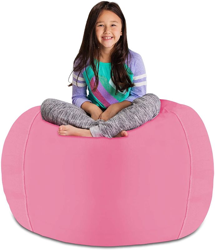 Photo 1 of Posh Stuffable Kids Stuffed Animal Storage Bean Bag Chair Cover - Childrens Toy Organizer, X-Large 48" - Solid Pink
