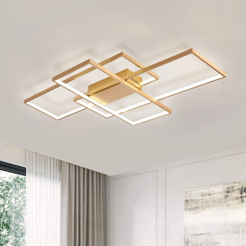 Photo 1 of Jaycomey LED Ceiling Light,Modern LED Ceiling Lamps with 3 Squares,75W Golden Flush Mount Ceiling Light Fixture for Dining Living Room Study Kitchen,Cool White/6000K
