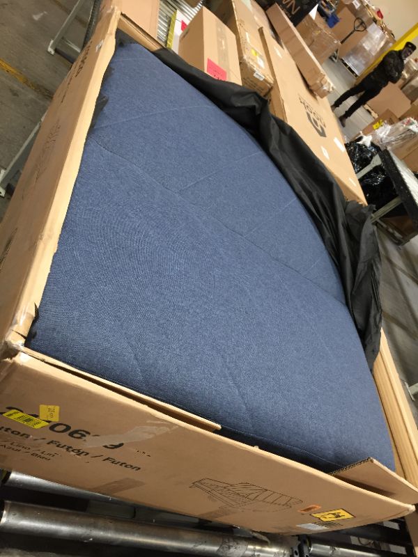 Photo 1 of DHP Paxson Convertible Futon Couch Bed with Linen Upholstery and Wood Legs - Navy Blue