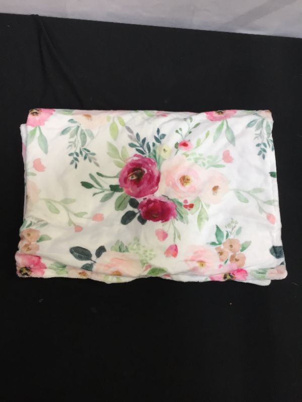 Photo 2 of Baby Blanket for Girls Super Soft Double Layer Minky with Dotted Backing, Receiving Blanket with Pink Floral Multicolor Printed Blanket 30 x 40 Inch(75x100cm)
