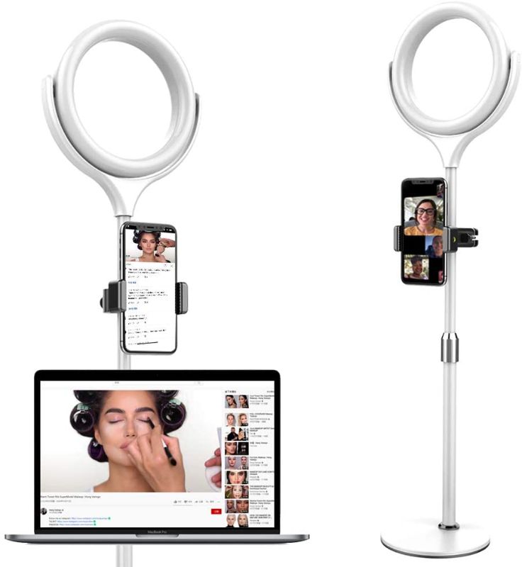 Photo 1 of Clieap 8" LED Selfie Ring Light,Desk Ring Light with Weighted Metal Stand and Phone Holder for YouTube Video,Makeup,Photography,Live Streametc.3 Color Modes,10 Adjustable Brightness.
