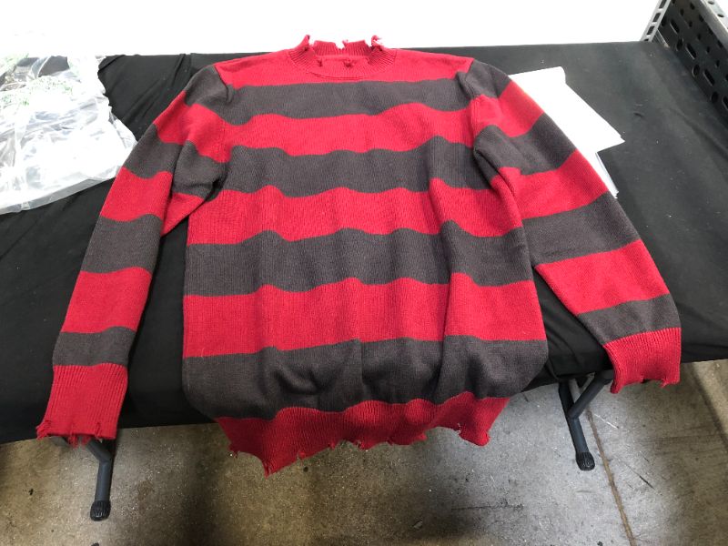 Photo 2 of Adult Mens Striped Deluxe Jumper Sweater Knitted Nightmare On Elm St Halloween Fancy Costume SIZE MEDIUM/LARGE
