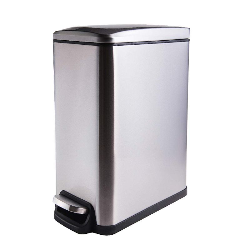 Photo 1 of YCTEC 10L/2.6Gal Stainless Steel Trash Can with Lid Soft Close, Removable Inner Wastebasket, Slim Step Trash Can, Small Garbage Can for Bathroom Bedroom Office, Anti-Fingerprint Brushed Finish, Silver
