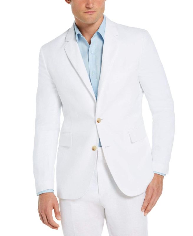 Photo 1 of Cubavera Collection Men's Delave Sport Coat Long Sleeve Shirt in Brilliant White, Size 2XL, 100% Linen
