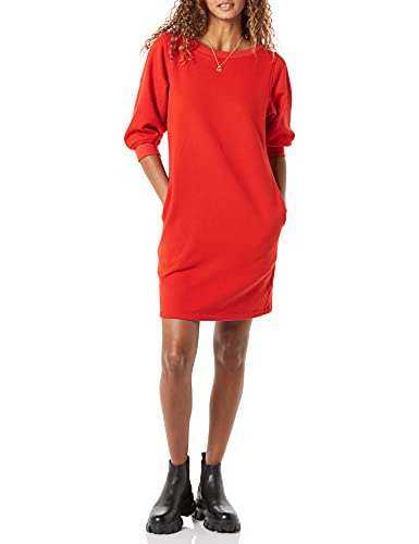 Photo 1 of Amazon Essentials Women's Fleece Blouson Sleeve Crewneck Sweatshirt Dress, Red, SIZE Large
