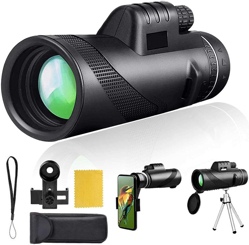Photo 1 of 40X60 Monocular High Power Monocular Scope, Compact Cosmicscope monocular for Bird Watching Gifts Traveling Concert Sports Game with Phone Adapter Tripod
