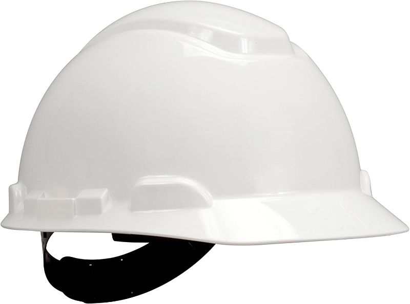 Photo 1 of 3M H-701P - White Short Brim Rigid Hat, 4 Point Suspension, Pin Lock Adjustment, Accessory Slots, Reversible Suspension, 70071577822 [20 EA per box]
