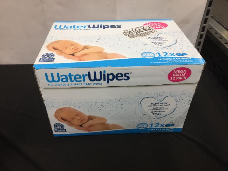 Photo 2 of WaterWipes Original Baby Wipes, 99.9% Water, Unscented & Hypoallergenic for Sensitive Newborn Skin, 12 Packs (720 Count)
