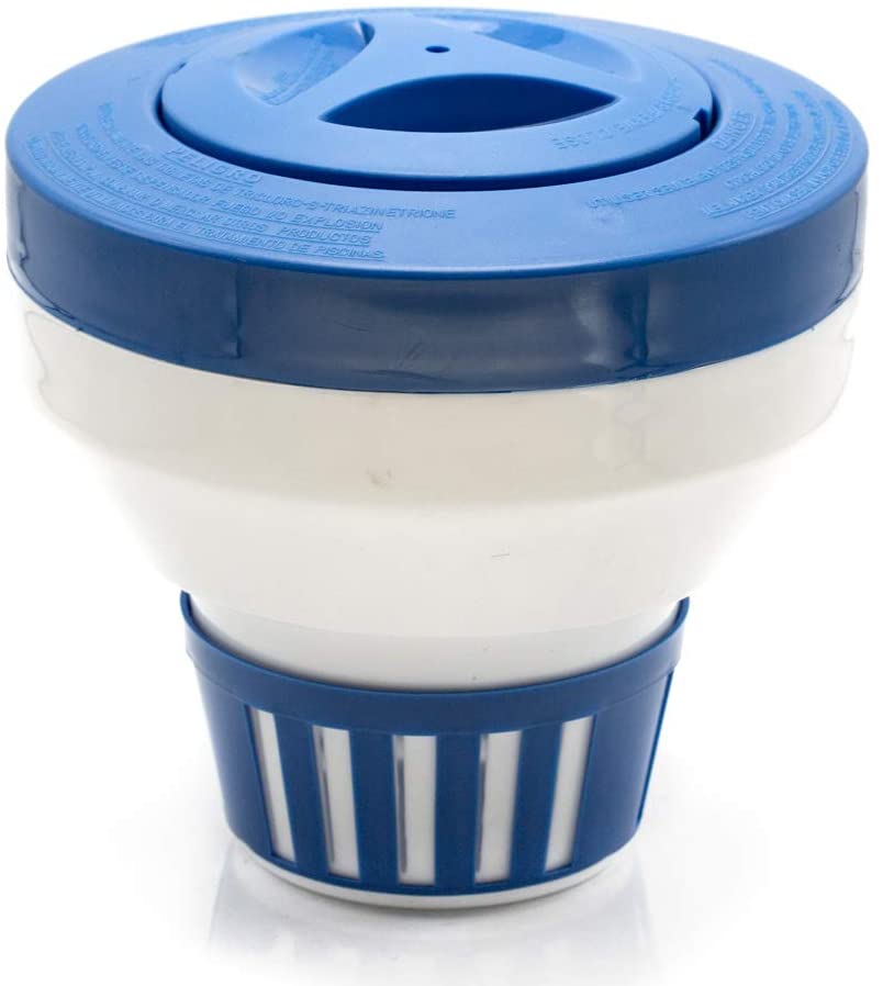 Photo 1 of WWD POOL Floating Pool Chlorine Dispenser Fits 1-3" Tabs Bromine Holder Chlorine Floater (Blue)
