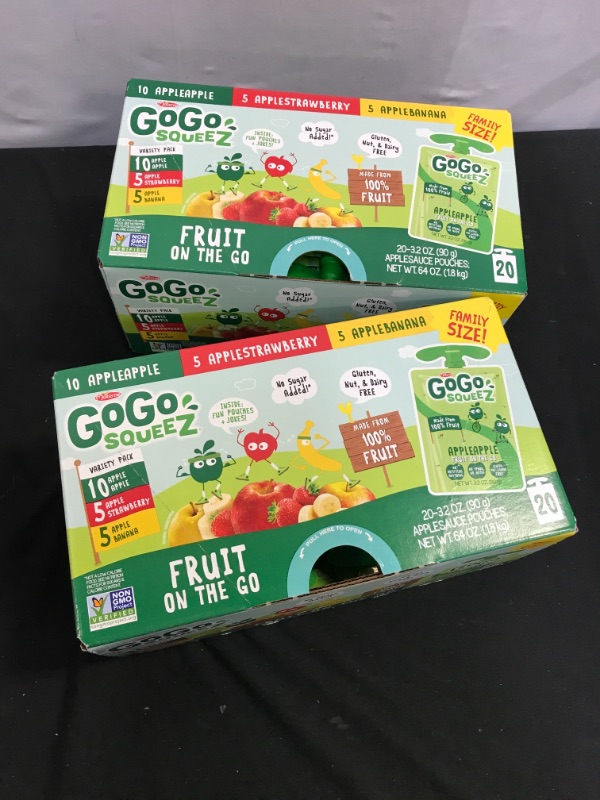 Photo 2 of 2 pack - GoGo squeeZ Fruit on the Go Variety Pack, Apple Apple, Apple Banana, & Apple Strawberry, 3.2 oz. (20 Pouches) - Tasty Kids Applesauce Snacks - Gluten Free Snacks for Kids - Nut & Dairy Free - Vegan Snacks
best by 12 - 8 - 21 