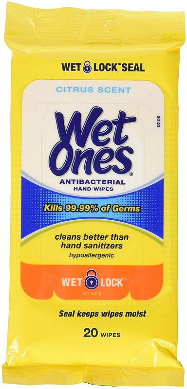 Photo 1 of 5 pack - Wet Ones Citrus Antibacterial Hand Wipes, 20 Count
