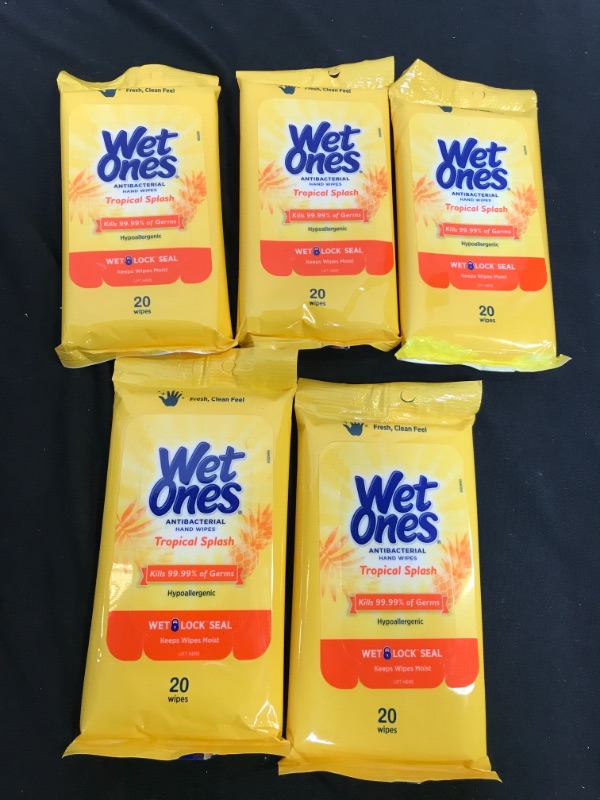 Photo 2 of 5 pack - Wet Ones Citrus Antibacterial Hand Wipes, 20 Count
